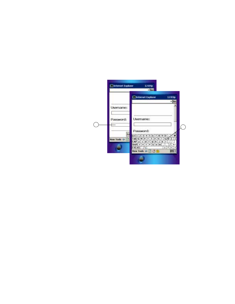 Entering text in text boxes, Entering text in text boxes on a pocket pc | Sybase OneBridge 4.1 User Manual | Page 34 / 96
