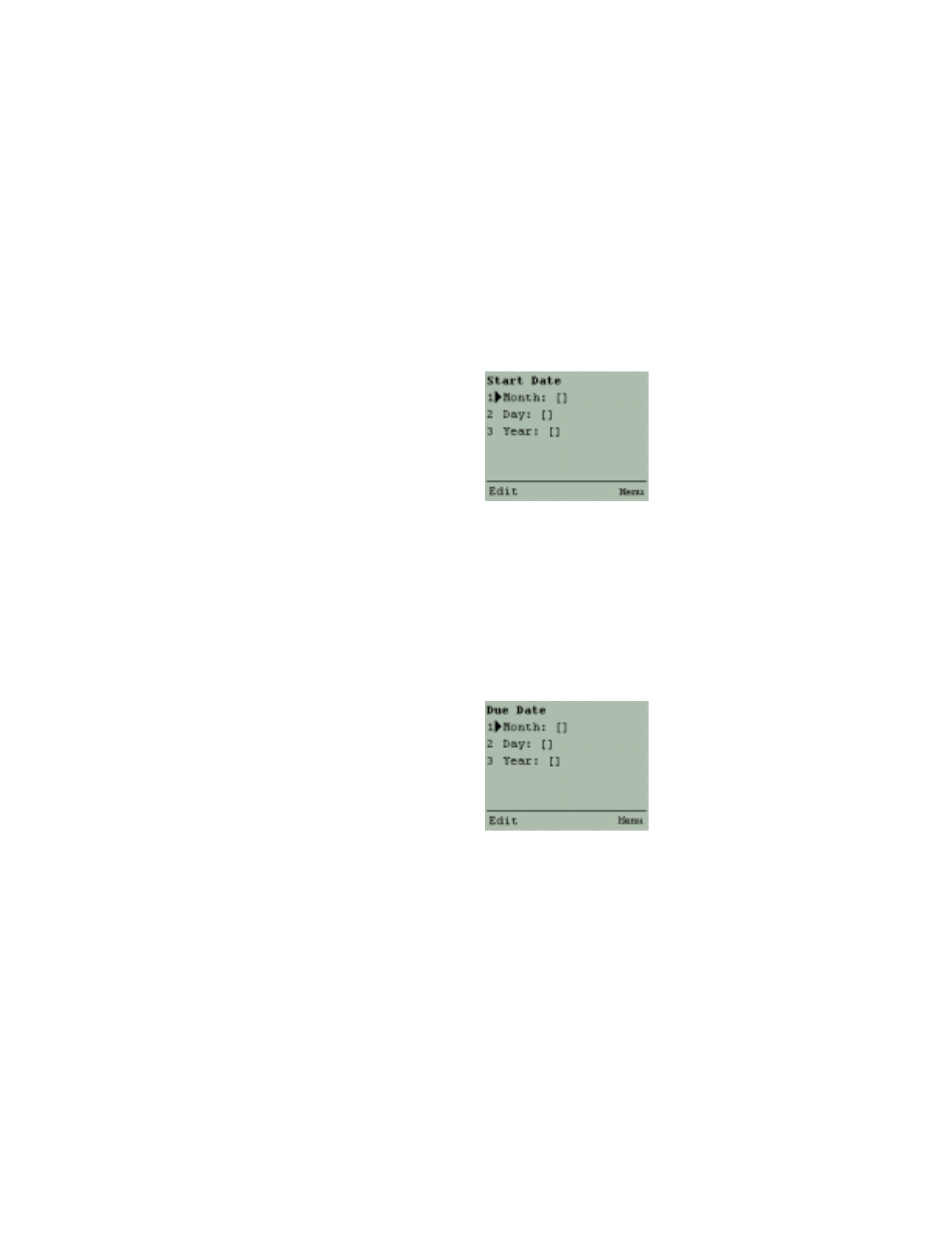 Start date screen due date screen | Sybase OneBridge 4.1 User Manual | Page 76 / 96