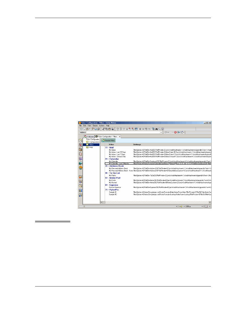 Figure 7-1 all available filters | Sybase Desktop User Manual | Page 135 / 226