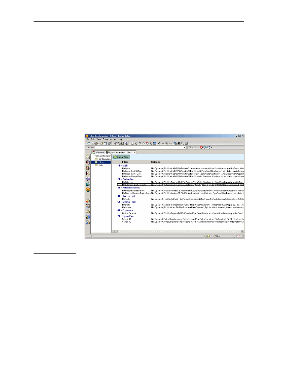 Making changes to a pylon pro sync filter, Figure 7-6 all available filters | Sybase Desktop User Manual | Page 142 / 226