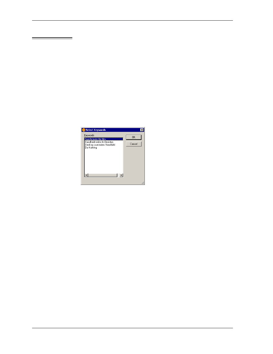Figure 4-4 select keywords panel | Sybase Desktop User Manual | Page 66 / 226