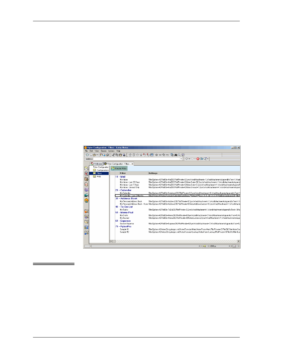 Making a copy of a sync filter, Figure 5-1 all available pre-defined filters | Sybase Desktop User Manual | Page 72 / 226