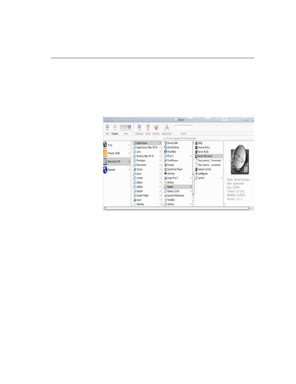Viewing servers that are running on your network, Figure 1-14: service discovery tool | Sybase MAC OS X User Manual | Page 27 / 54