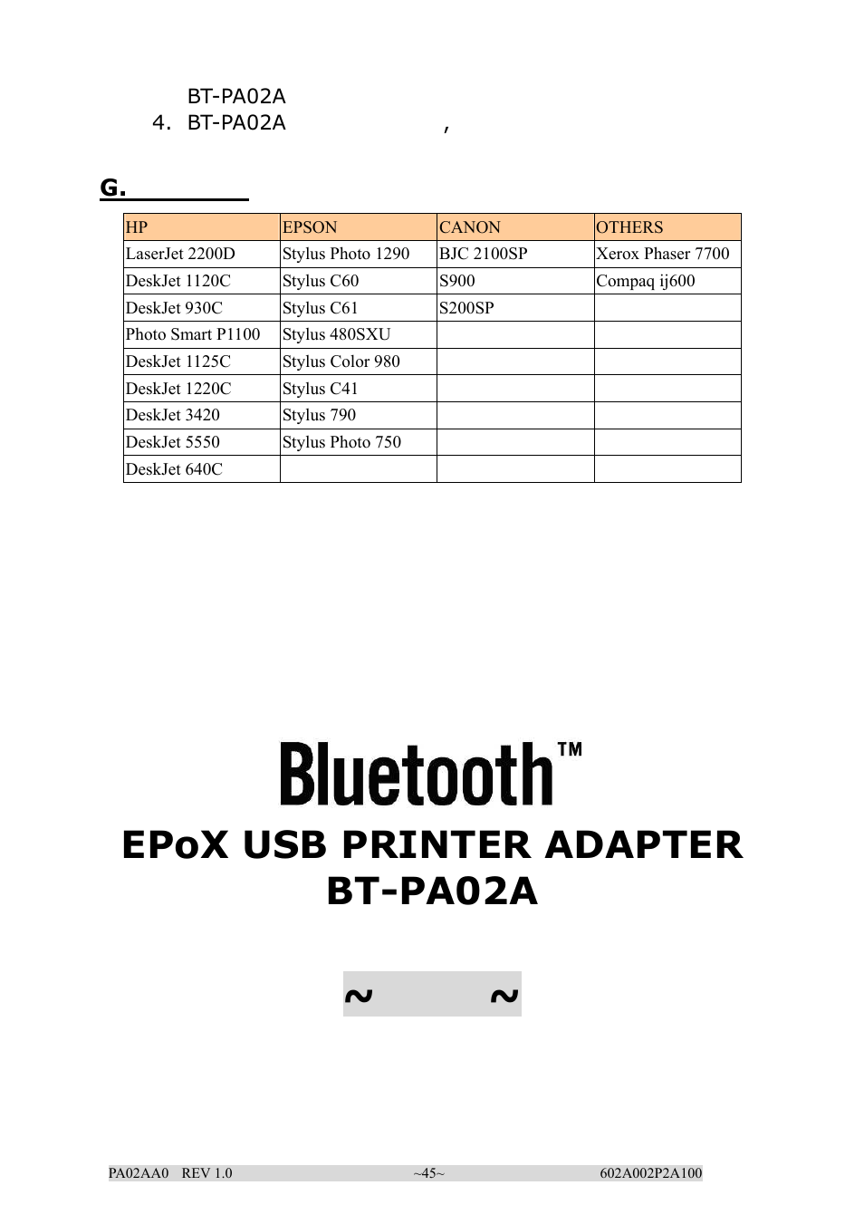 Epox usb printer adapter bt-pa02a | EPoX Computer BT-PA02A User Manual | Page 45 / 59