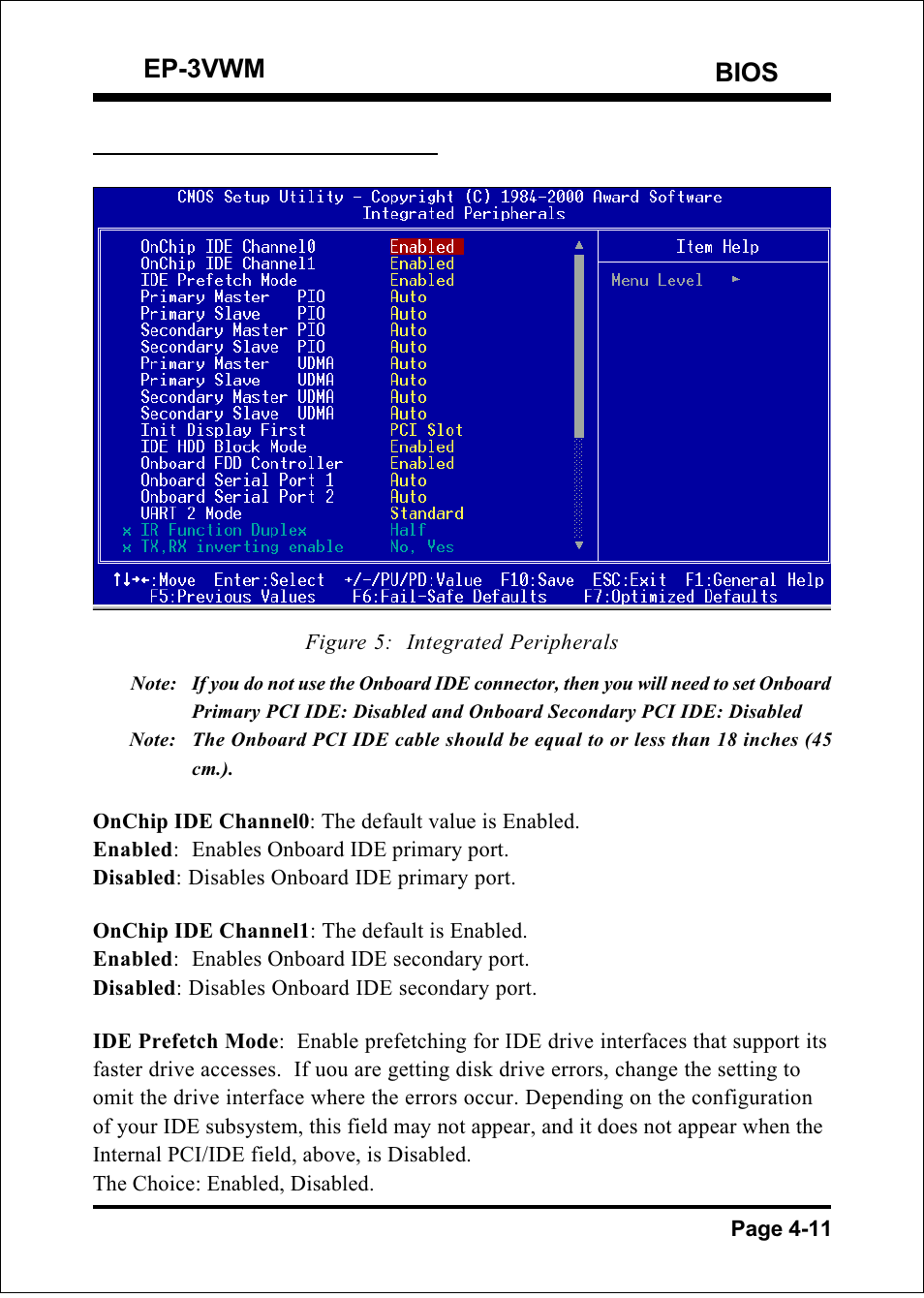 Bios ep-3vwm, 4 integrated peripherals | EPoX Computer EP-3VWM User Manual | Page 33 / 69