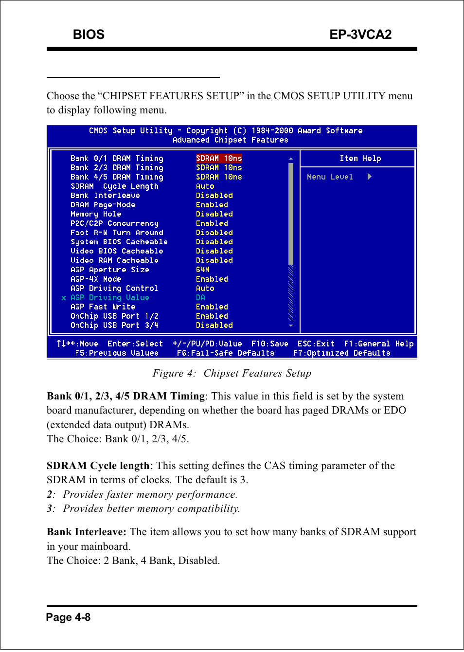 Bios ep-3vca2, 3 advanced chipset features | EPoX Computer EP-3VCA2 User Manual | Page 34 / 71