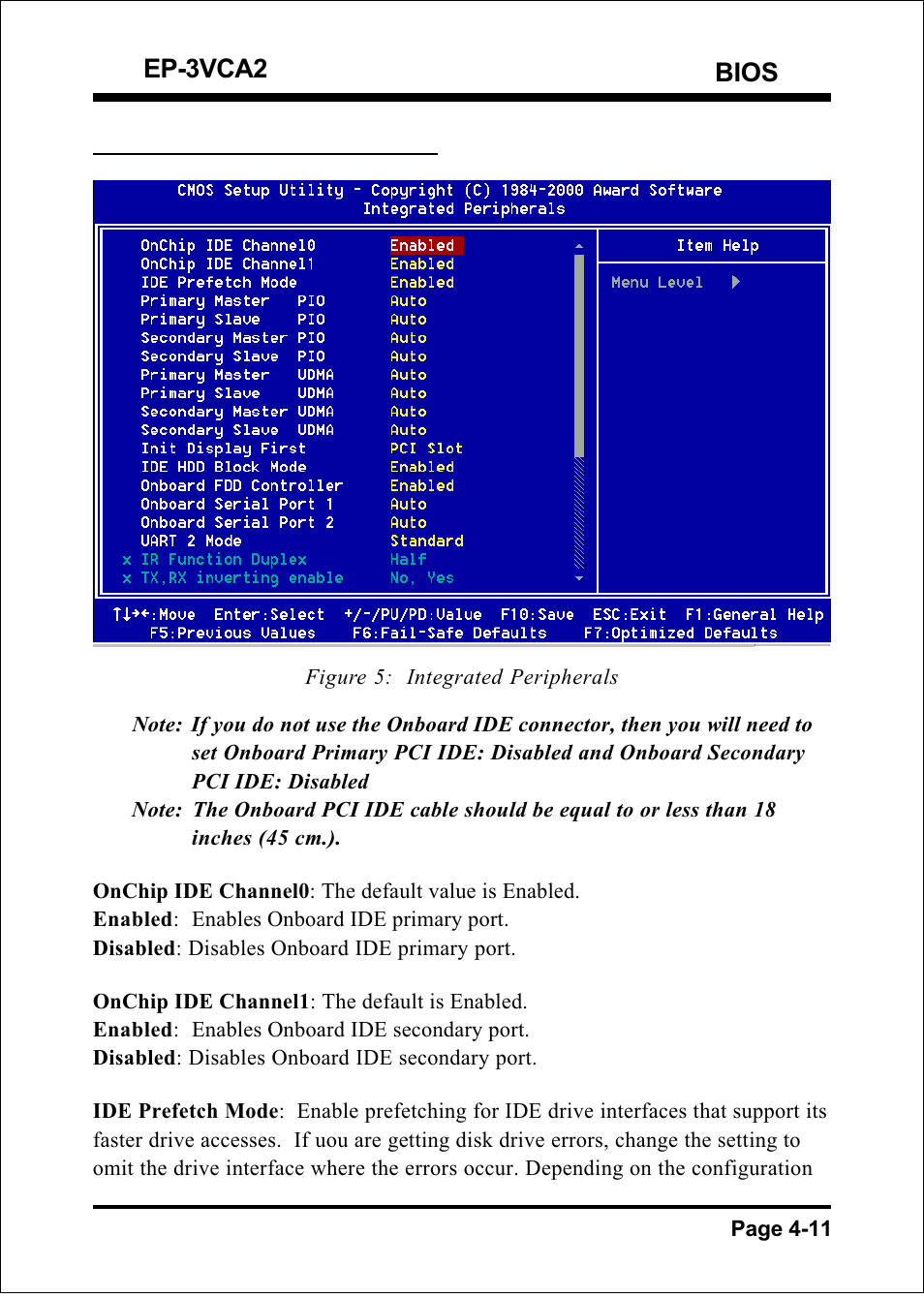 Bios ep-3vca2, 4 integrated peripherals | EPoX Computer EP-3VCA2 User Manual | Page 37 / 71