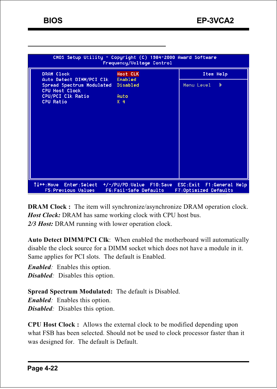Bios ep-3vca2, 8 frequency/voltage control | EPoX Computer EP-3VCA2 User Manual | Page 48 / 71