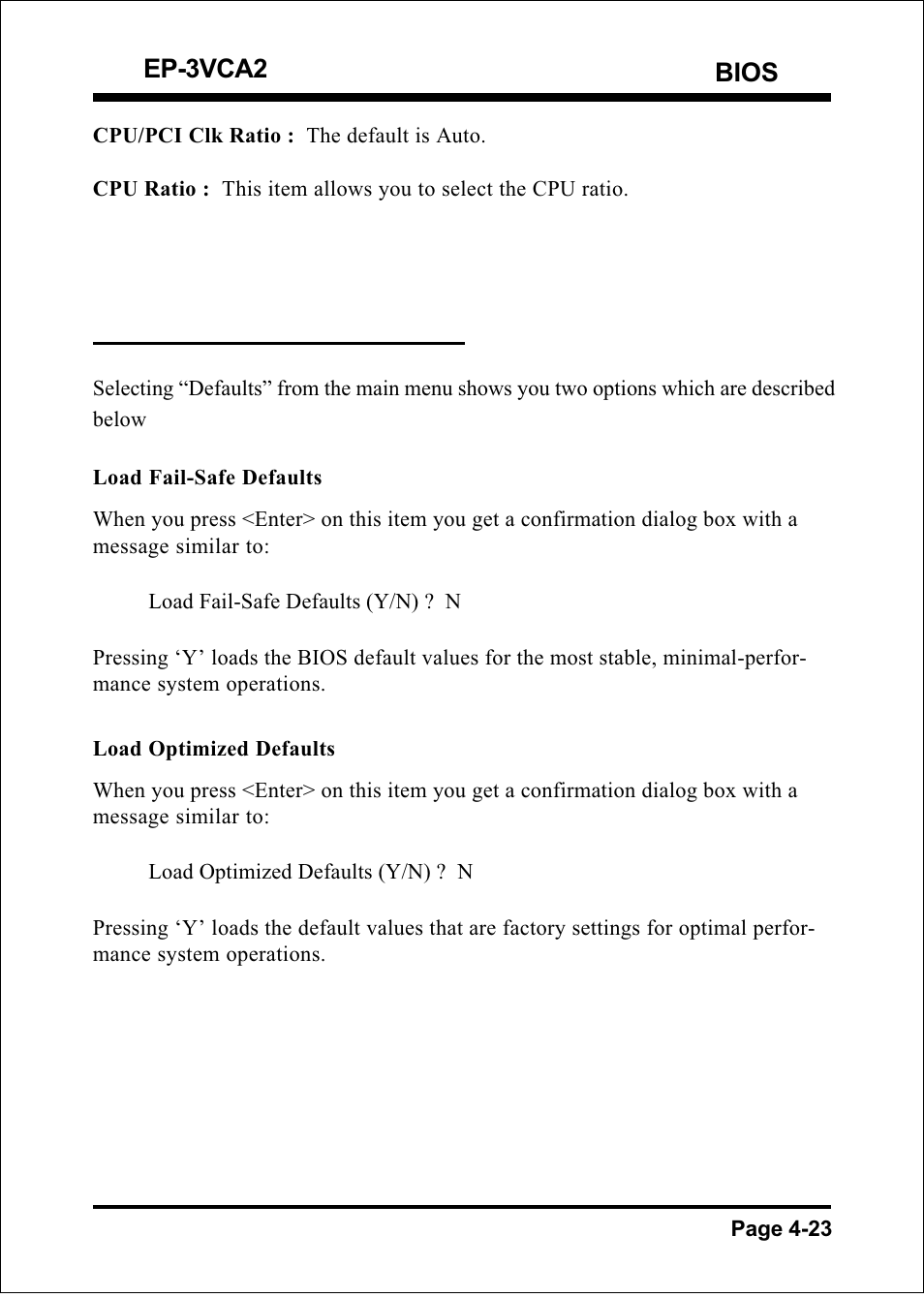 Bios ep-3vca2, 9 defaults menu | EPoX Computer EP-3VCA2 User Manual | Page 49 / 71
