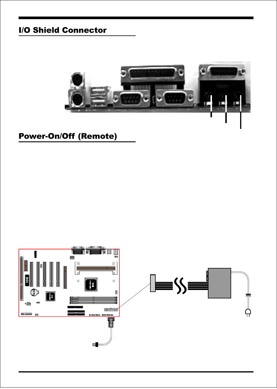 Introduction ep-6vba, Ep-6vba board power-on/off (remote), I/o shield connector | EPoX Computer EP-6VBA User Manual | Page 12 / 69