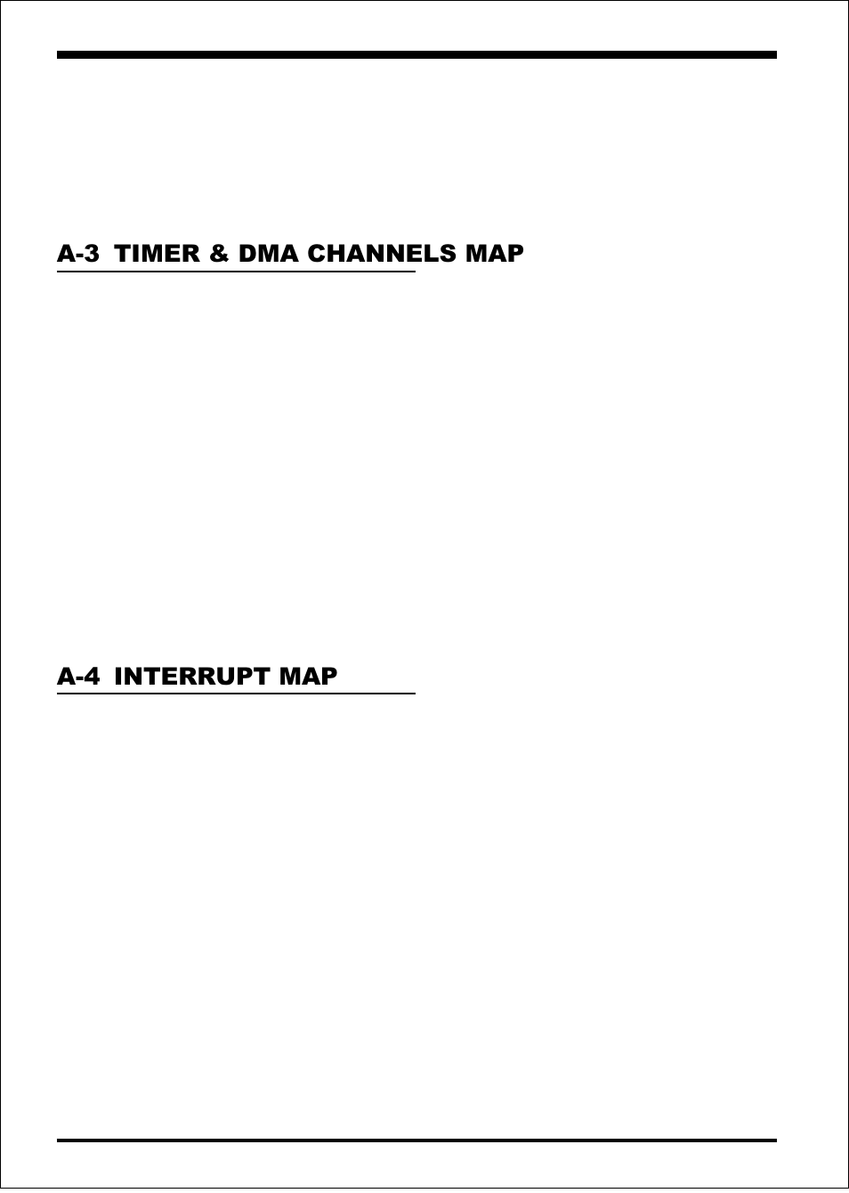 Appendix ep-6vba, A-3 timer & dma channels map, A-4 interrupt map | EPoX Computer EP-6VBA User Manual | Page 58 / 69