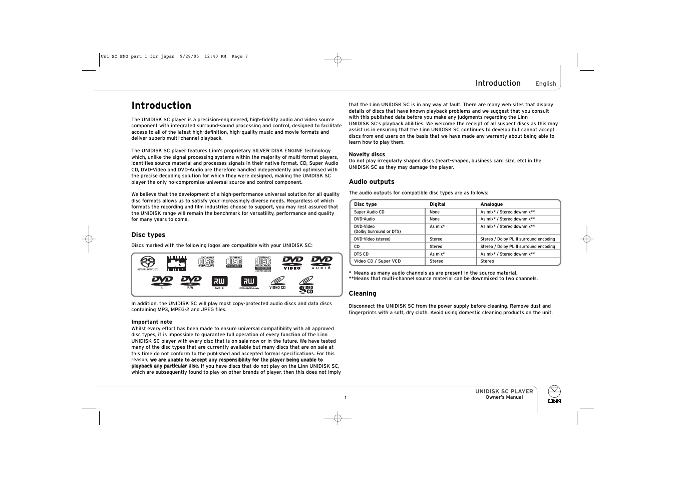 Introduction | ENG Electric UNIDISK SC PLAYER User Manual | Page 7 / 42