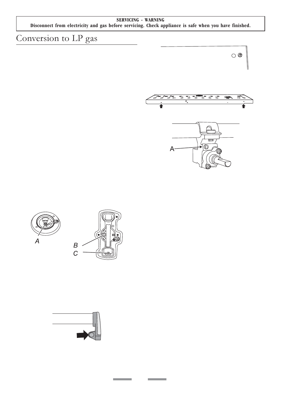 Conversion to lp gas, Jets, Tap adjustment | Stick on label, Pressure testing | ELAN Home Systems U102110-07 User Manual | Page 32 / 40