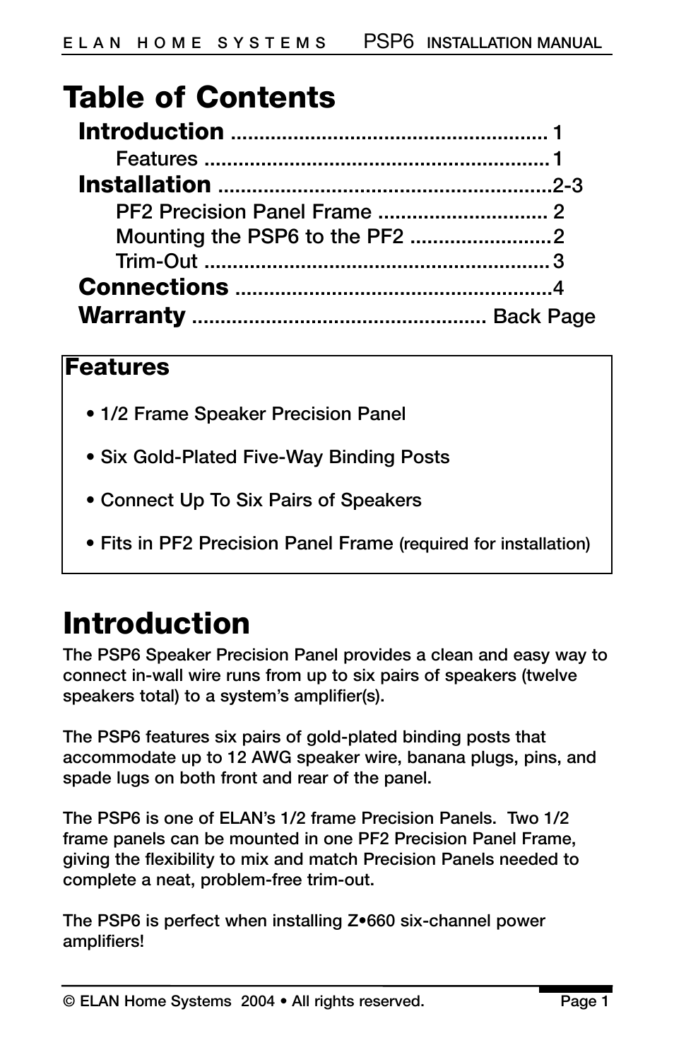 ELAN Home Systems PSP6 User Manual | Page 3 / 8