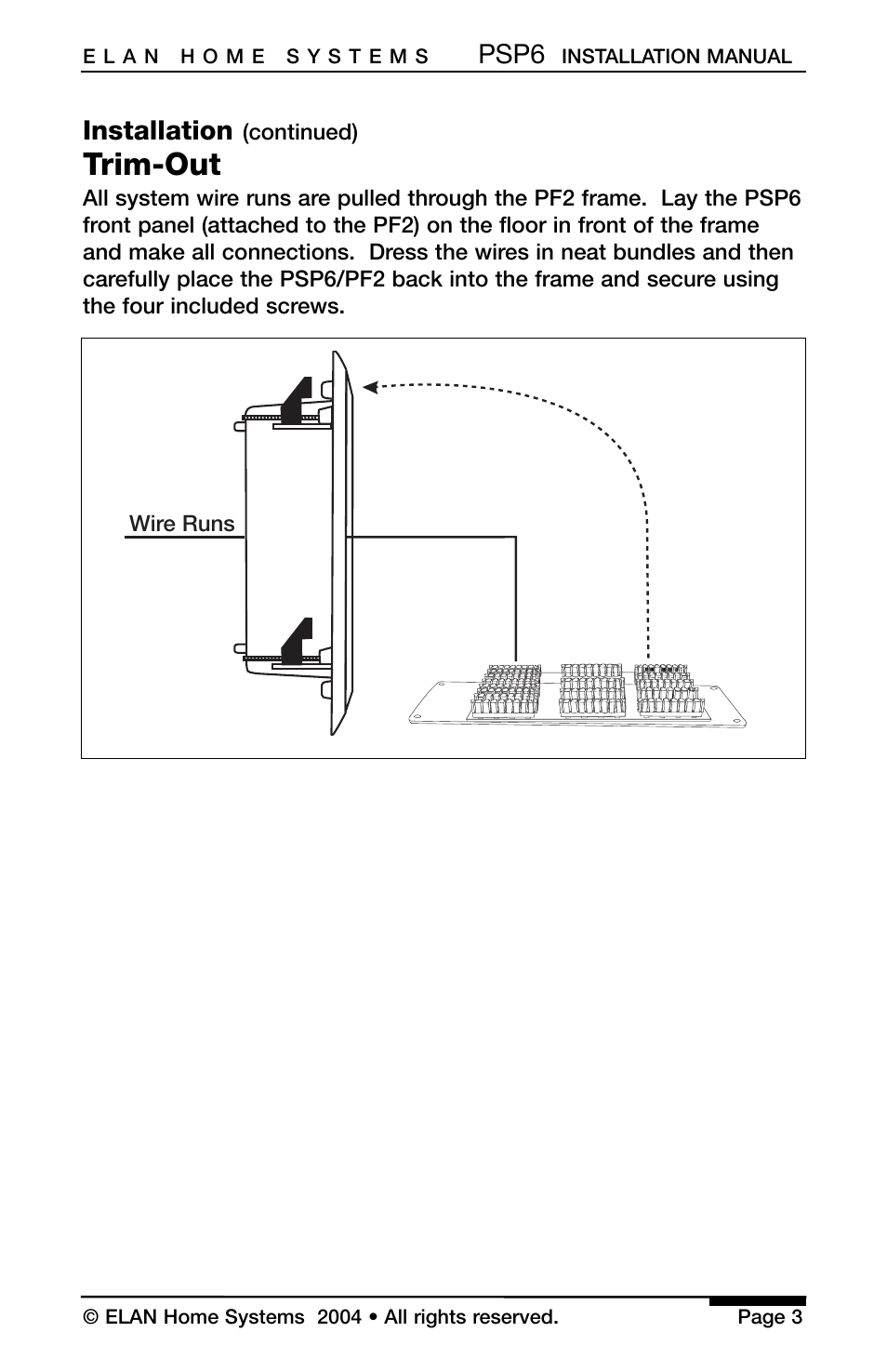Trim-out | ELAN Home Systems PSP6 User Manual | Page 5 / 8