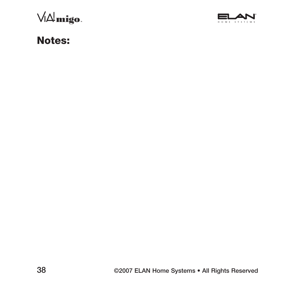 ELAN Home Systems iPod Integration Dock VIA!migo User Manual | Page 40 / 44