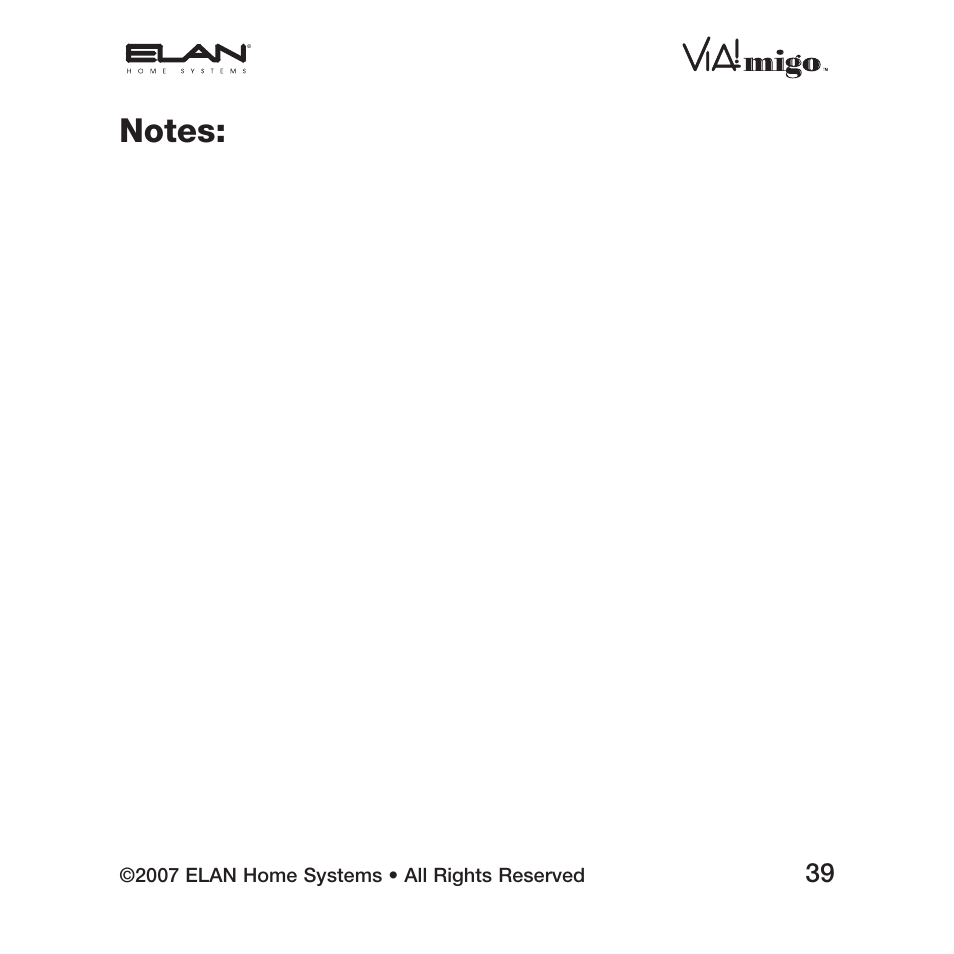 ELAN Home Systems iPod Integration Dock VIA!migo User Manual | Page 41 / 44