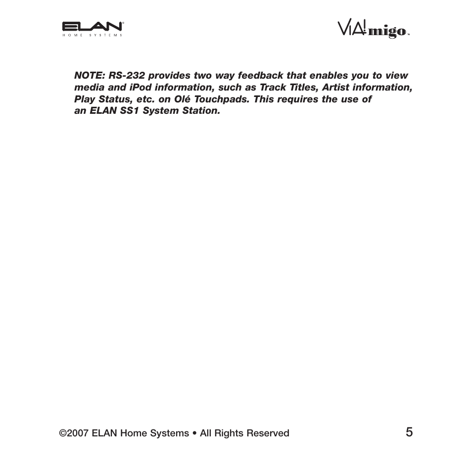 ELAN Home Systems iPod Integration Dock VIA!migo User Manual | Page 7 / 44