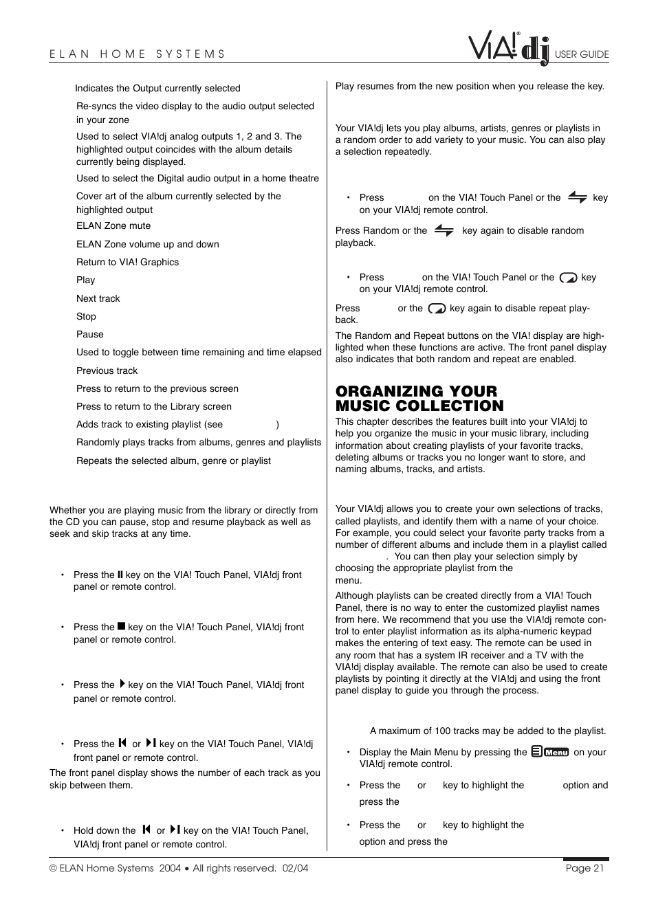 Organizing your music collection | ELAN Home Systems Digital Music Server User Manual | Page 22 / 37