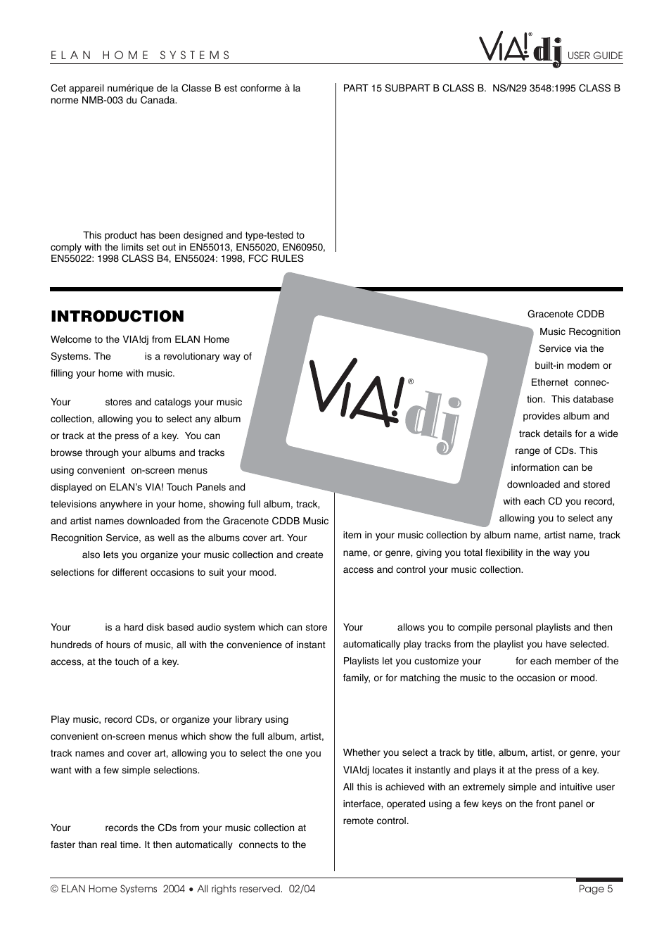 Introduction, European model, Caution | Incredible capacity, Convenient, user-friendly screens, Internet access for track listings, Create your own playlists | ELAN Home Systems Digital Music Server User Manual | Page 6 / 37