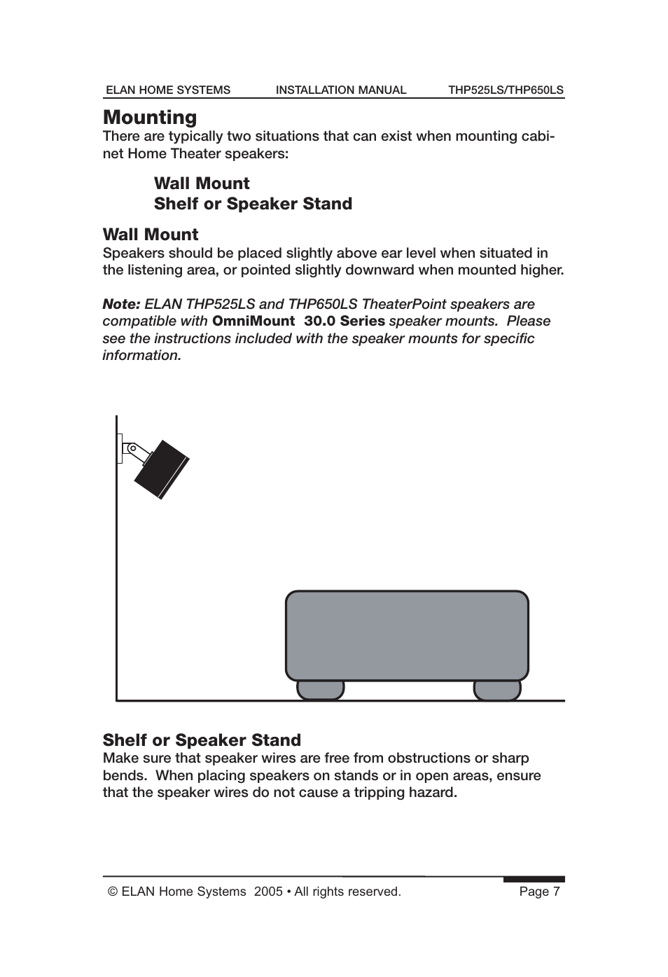 Mounting | ELAN Home Systems THP650LS User Manual | Page 9 / 28