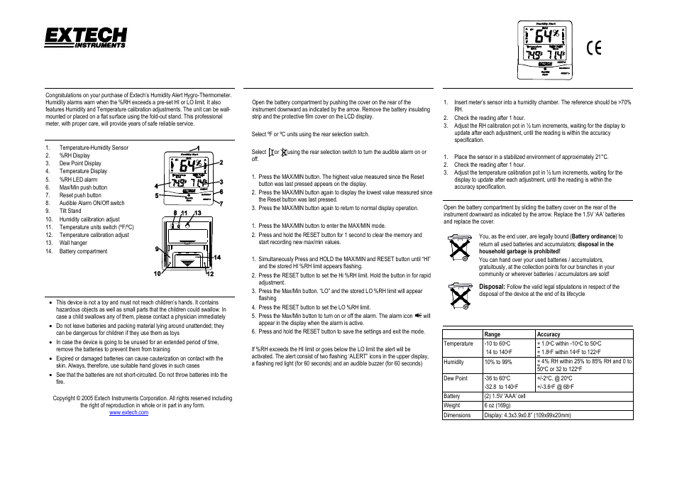 Extech Instruments 445814 User Manual | 1 page