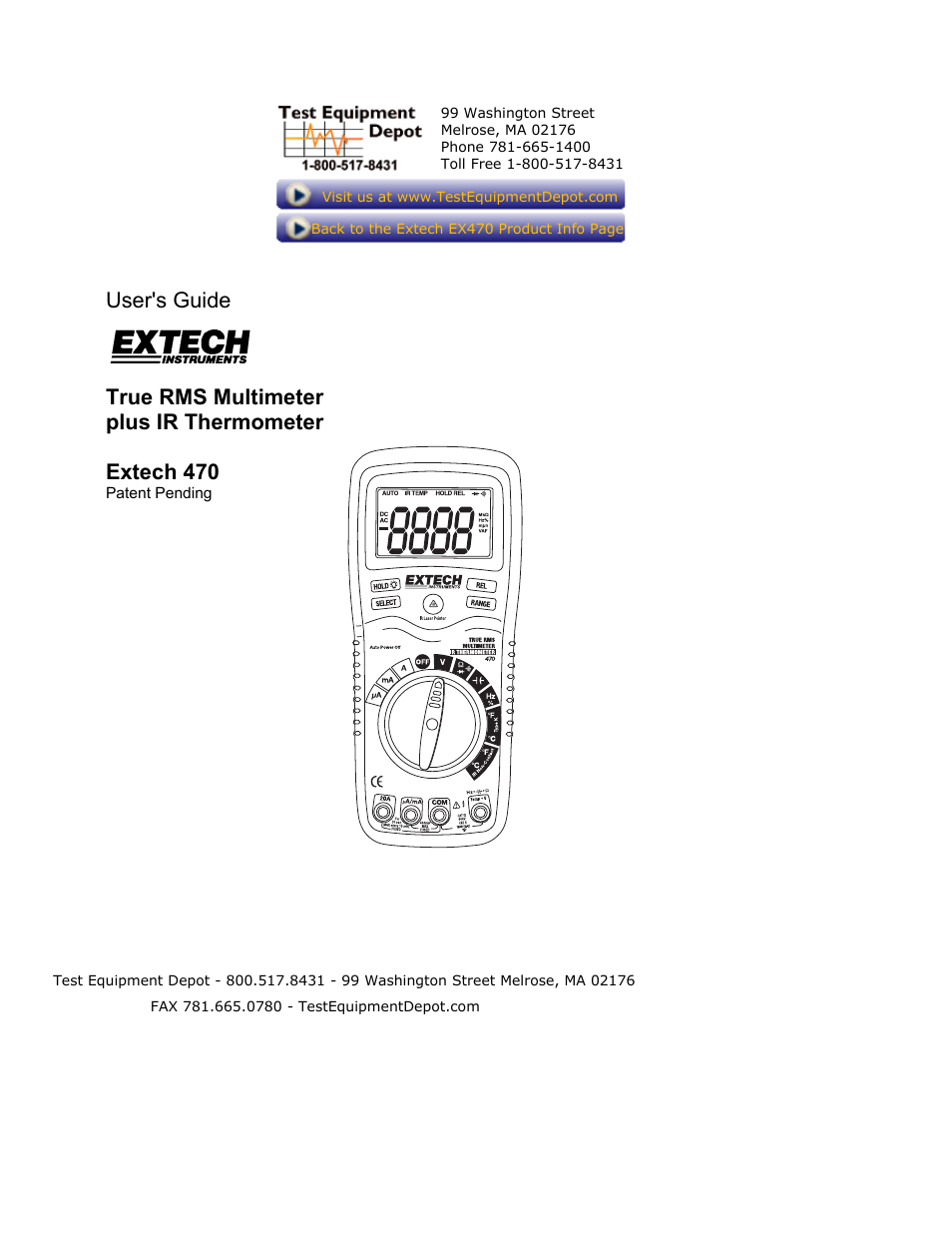 Extech Instruments 470 User Manual | 21 pages