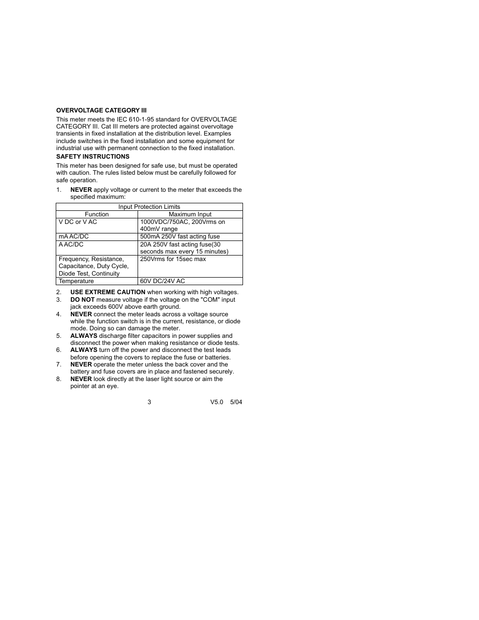 Extech Instruments 470 User Manual | Page 3 / 21