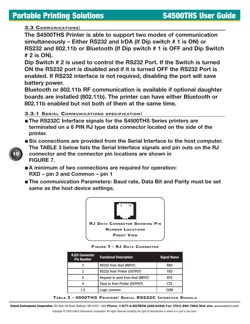 3 communications, Portable printing solutions s4500ths user guide | Extech Instruments S4500THS User Manual | Page 14 / 24