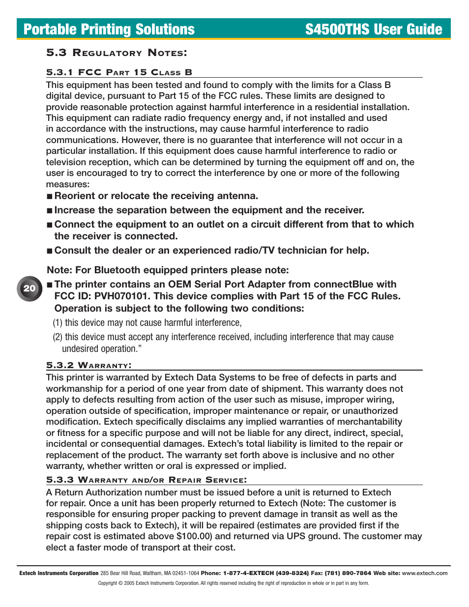 Portable printing solutions s4500ths user guide | Extech Instruments S4500THS User Manual | Page 24 / 24