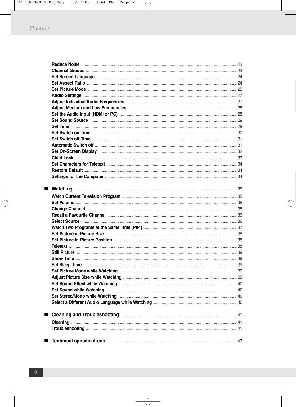 Content | Energy Speaker Systems LTV46DA User Manual | Page 4 / 48