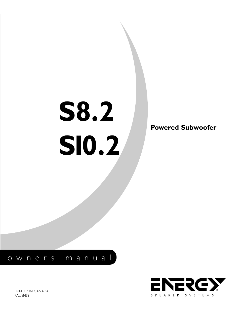 Energy Speaker Systems S10.2 User Manual | 21 pages
