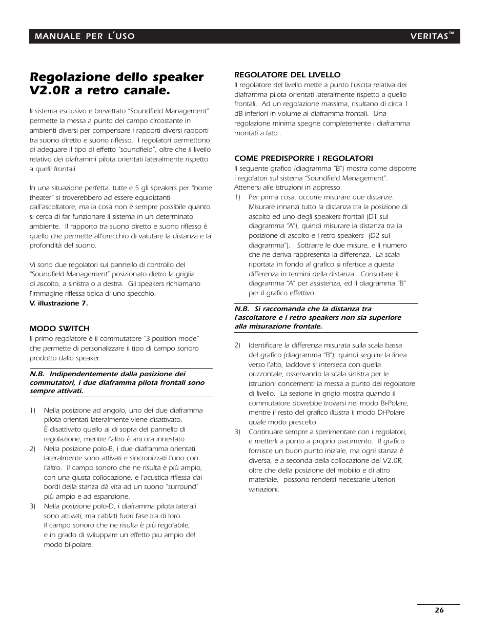Regolazione dello speaker v2.0r a retro canale | Energy Speaker Systems 7AI User Manual | Page 25 / 69