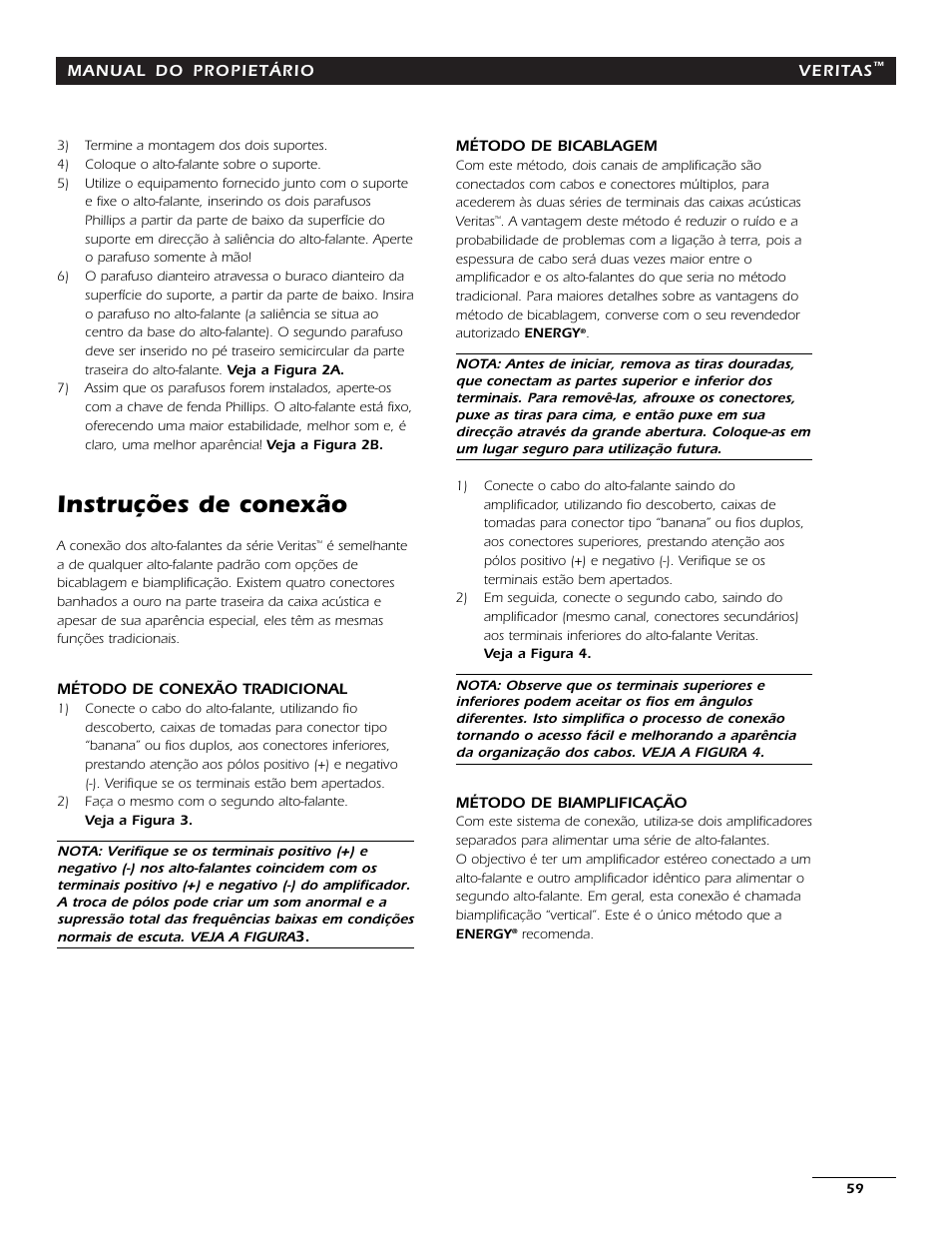 Instruções de conexão | Energy Speaker Systems 7AI User Manual | Page 58 / 69