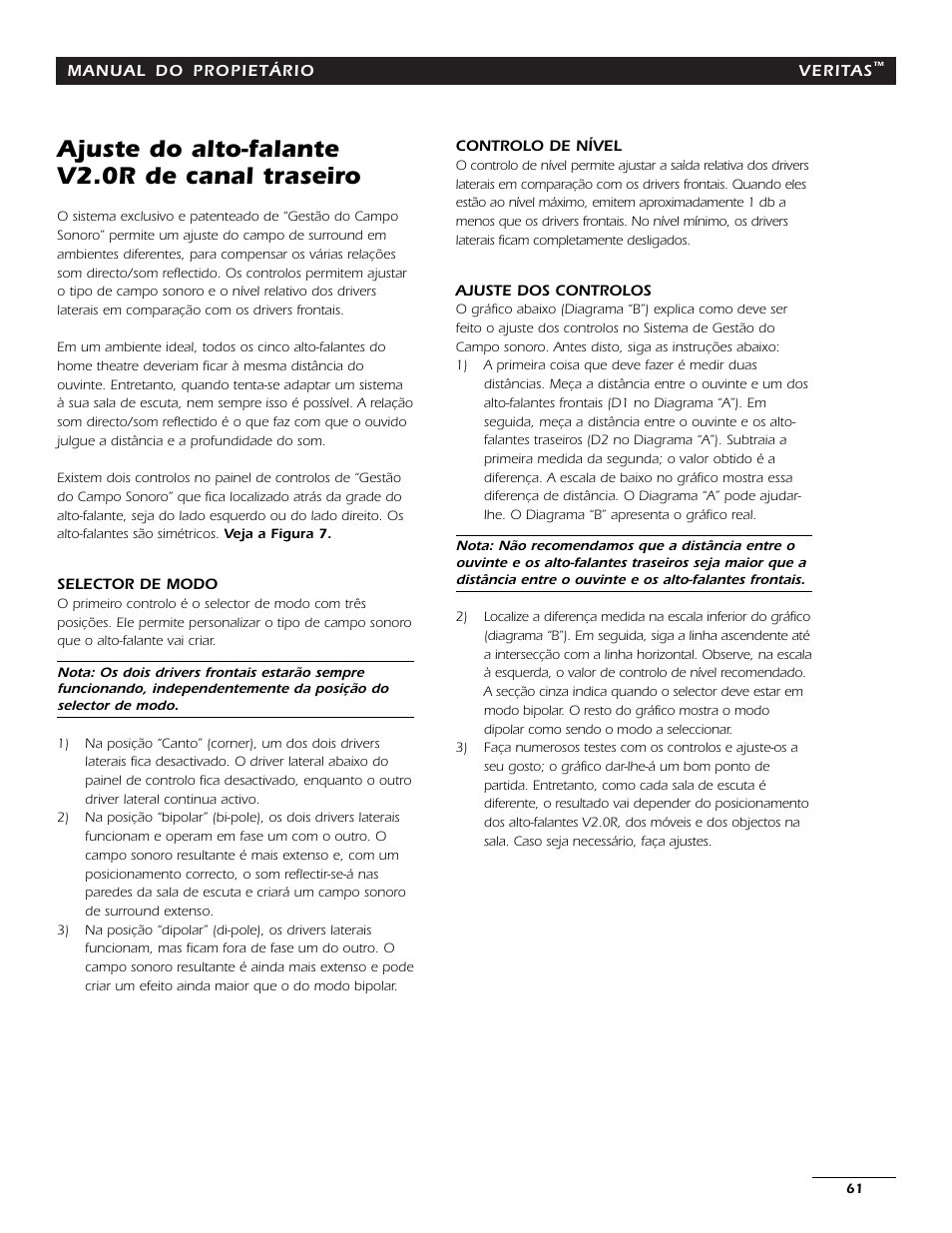 Ajuste do alto-falante v2.0r de canal traseiro | Energy Speaker Systems 7AI User Manual | Page 60 / 69