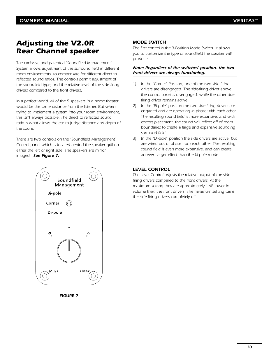 Adjusting the v2.0r rear channel speaker | Energy Speaker Systems 7AI User Manual | Page 9 / 69