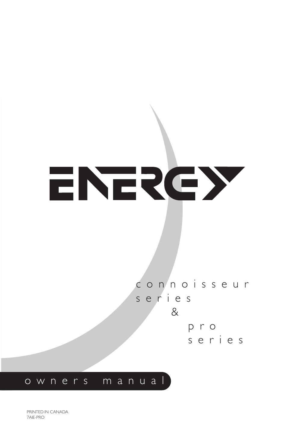 Energy Speaker Systems Connoisseur Series User Manual | 12 pages