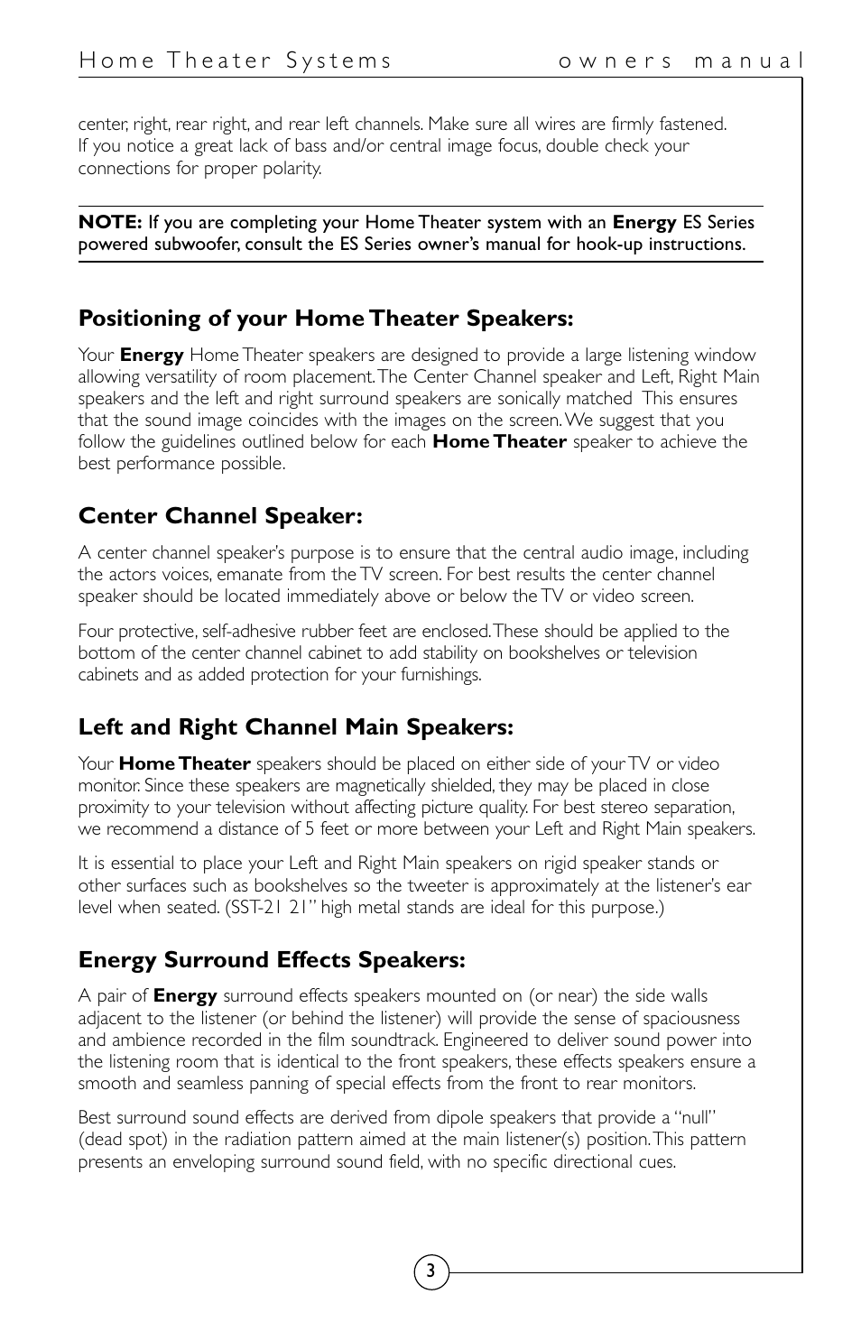 Energy Speaker Systems HomeTheater System User Manual | Page 4 / 12