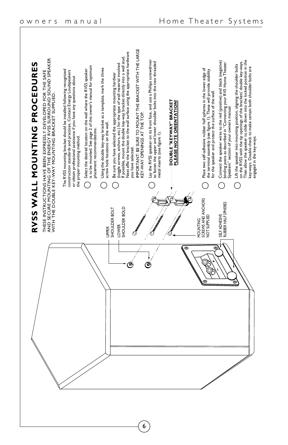 Rvss wall mounting procedures | Energy Speaker Systems HomeTheater System User Manual | Page 7 / 12