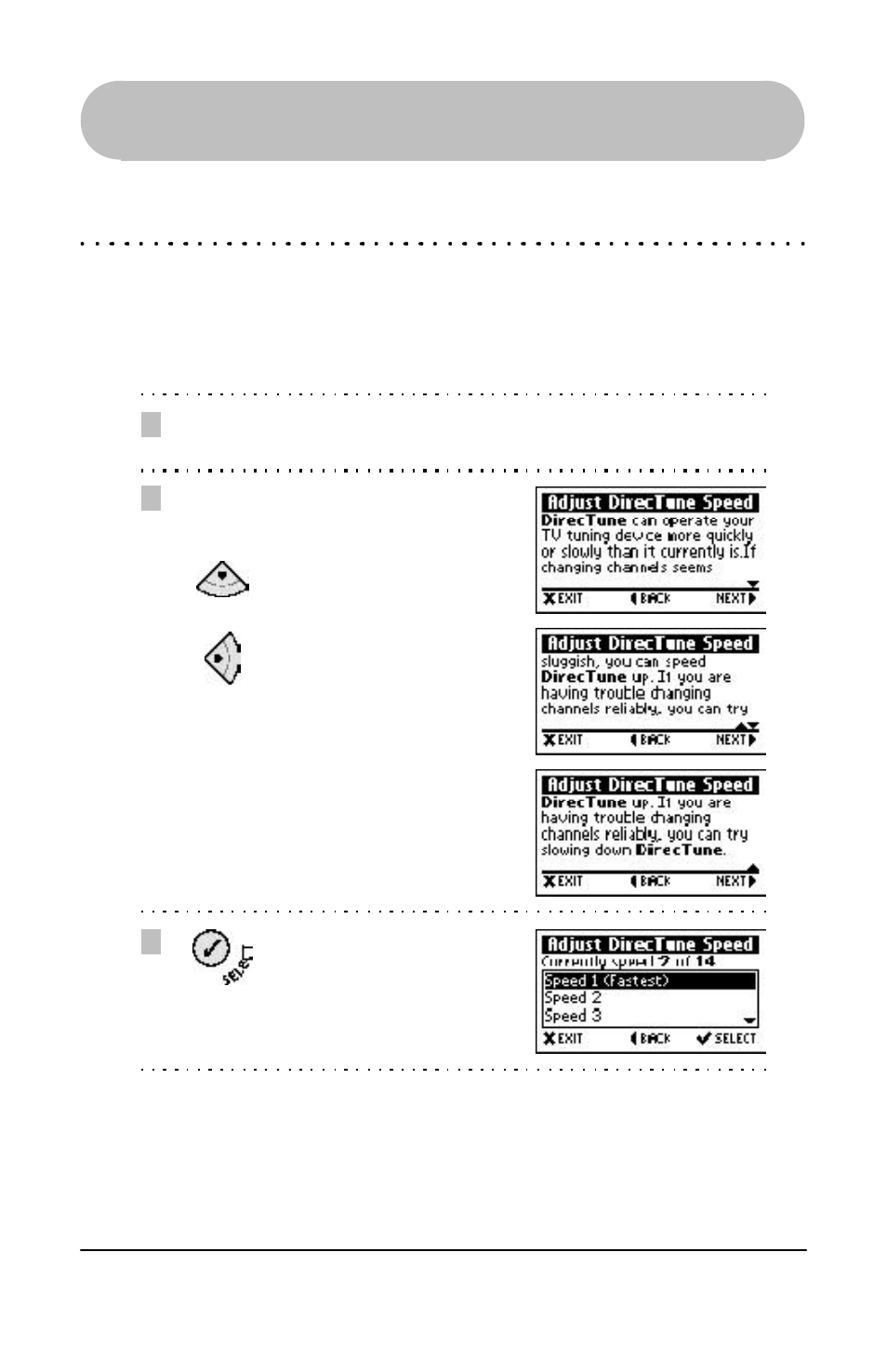 Advanced settings, Adjust directune * speed | Evolve Communications RD5000 User Manual | Page 54 / 76