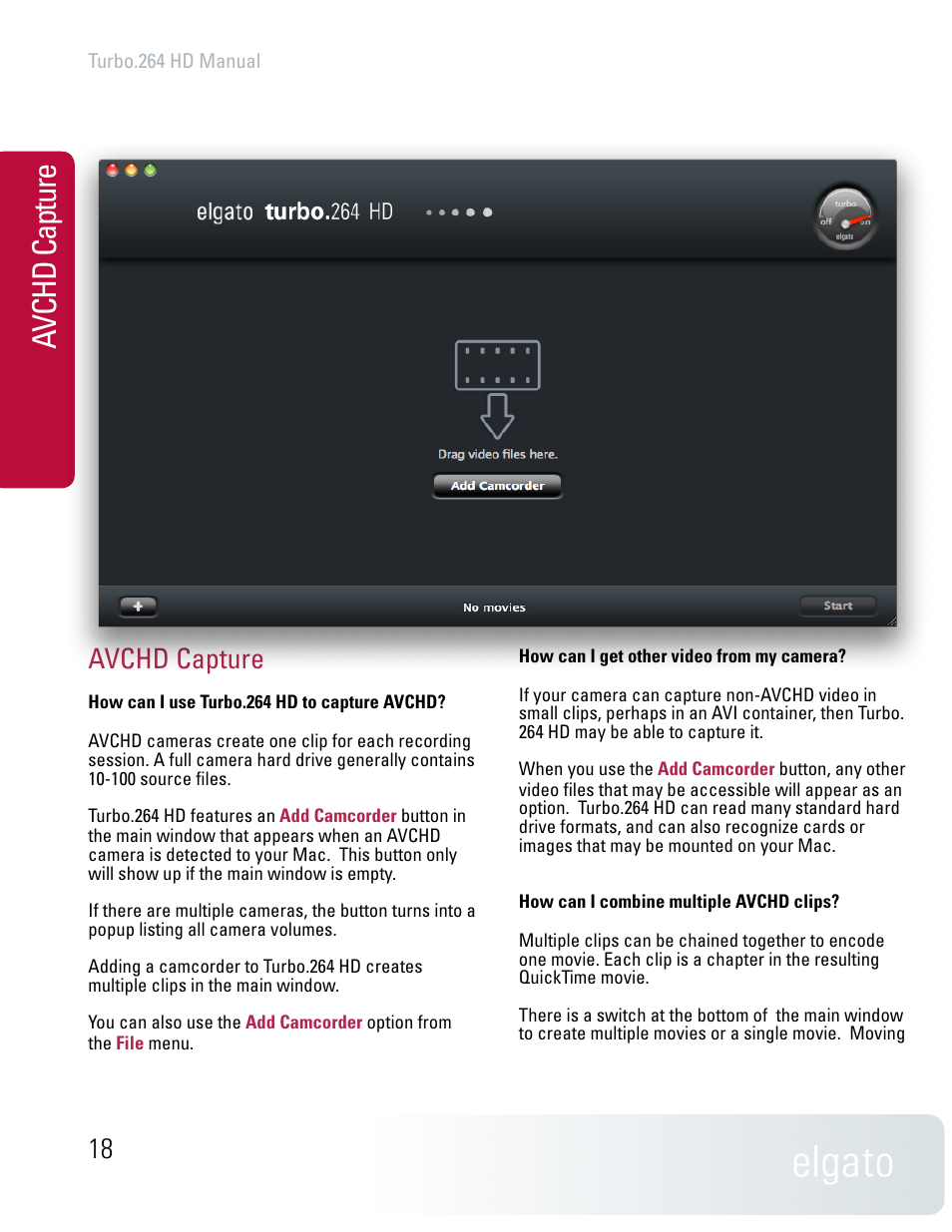 Av ch d ca pt ur e, Avchd capture | Elgato TURBO.264 HD User Manual | Page 18 / 24