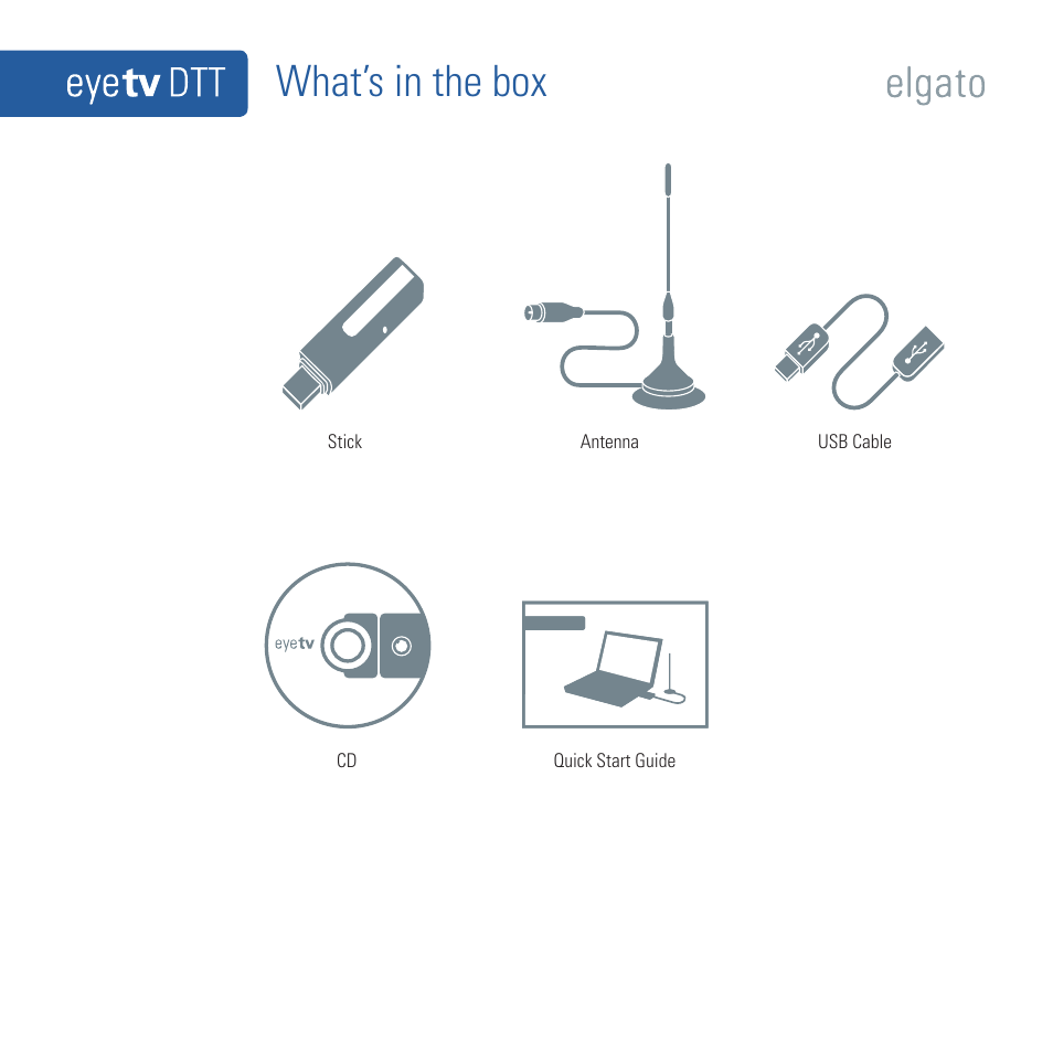 Quick start guide, What’s in the box, Safety warning | Elgato Eye TV DTT User Manual | Page 2 / 6