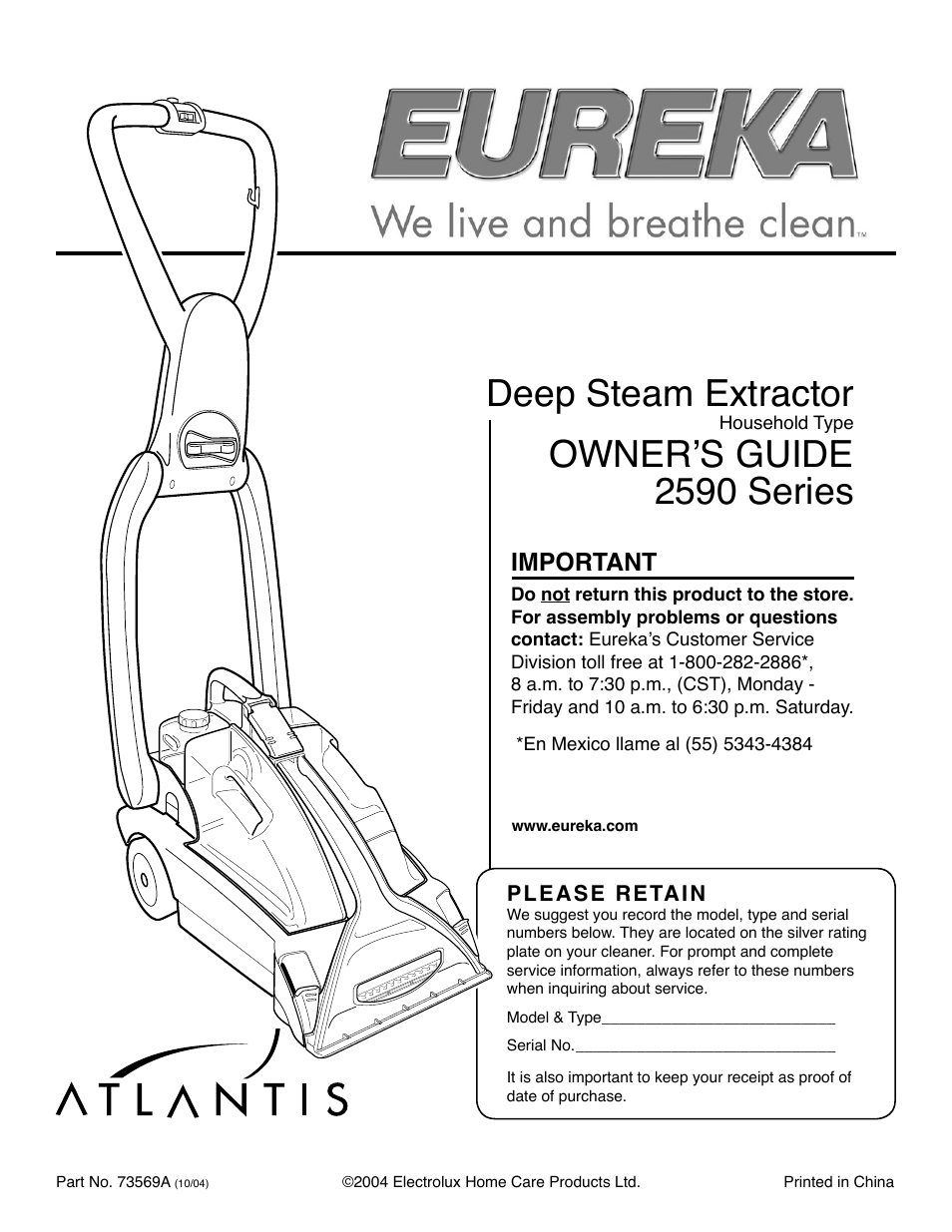 Eureka 2590 Series User Manual | 11 pages