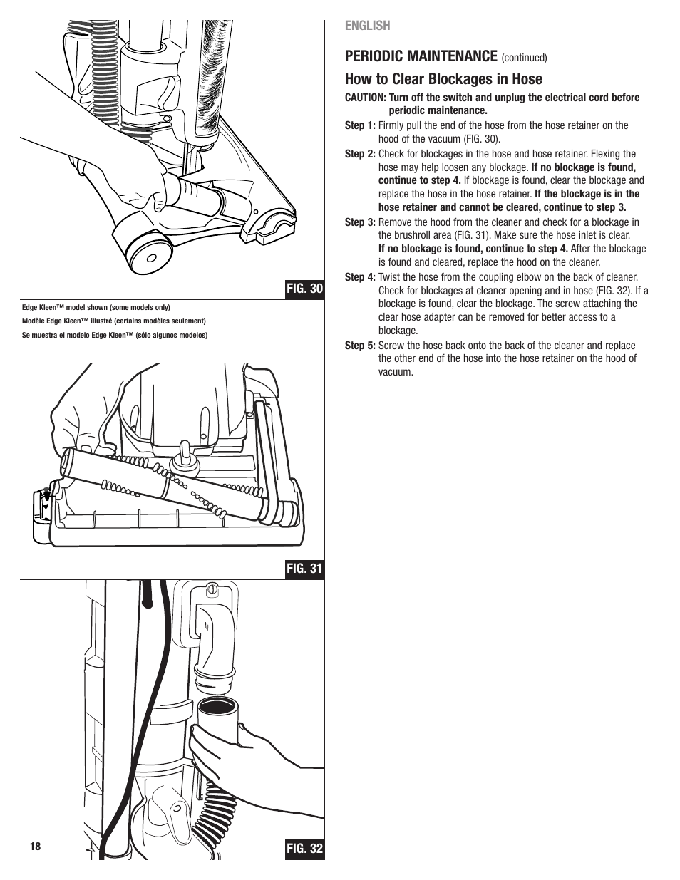 Periodic maintenance, How to clear blockages in hose | Eureka 2969 User Manual | Page 18 / 28