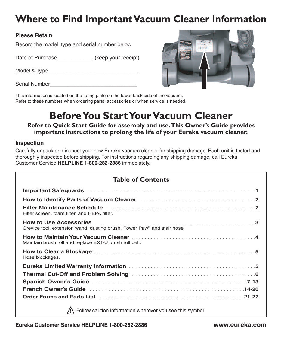 Eureka 3040 Series User Manual | Page 2 / 8
