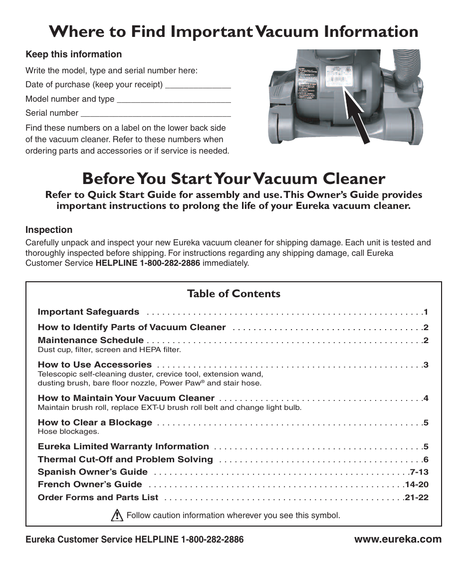 Eureka 3270 Series User Manual | Page 2 / 8