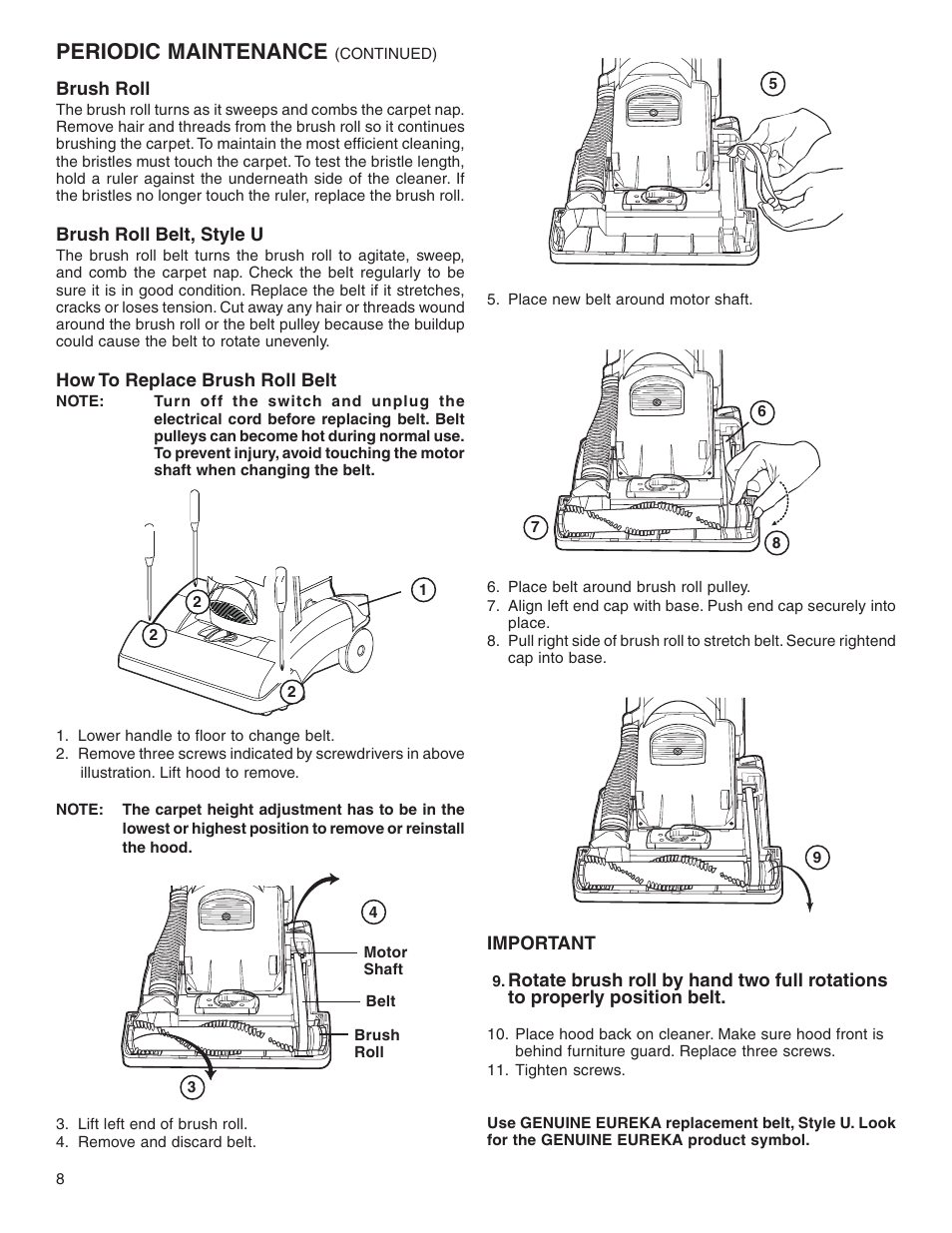 Periodic maintenance | Eureka 5700-5739 User Manual | Page 8 / 10