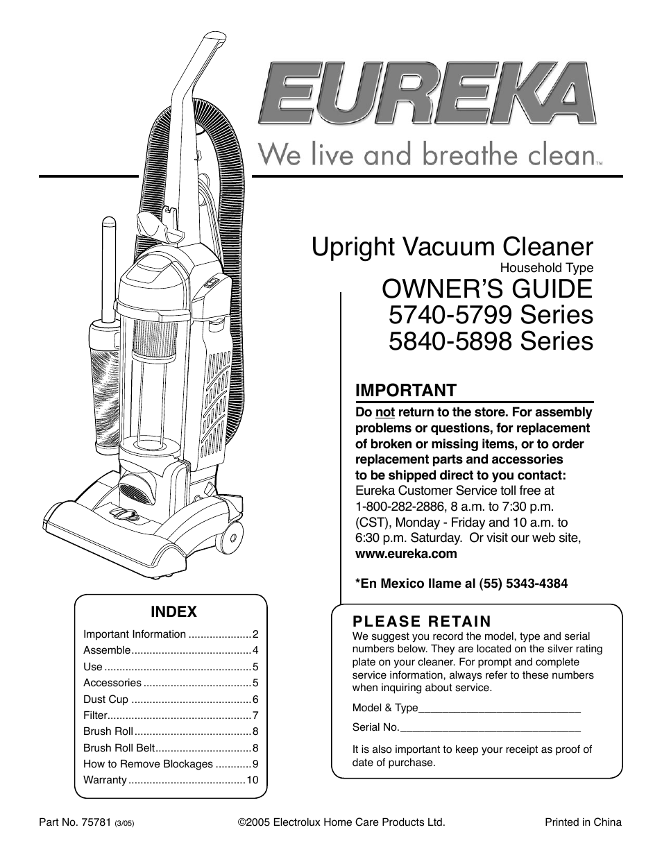 Eureka 5740-5799 Series User Manual | 12 pages