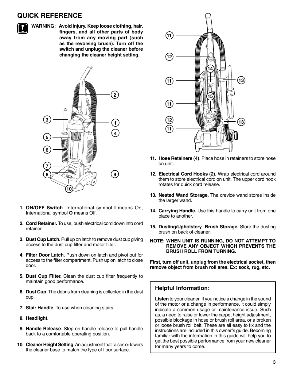 Quick reference | Eureka 5740-5799 Series User Manual | Page 3 / 12
