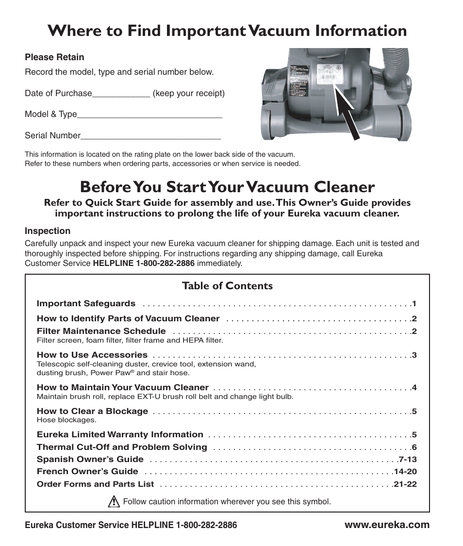 Eureka 2950-2996 Series User Manual | Page 2 / 8